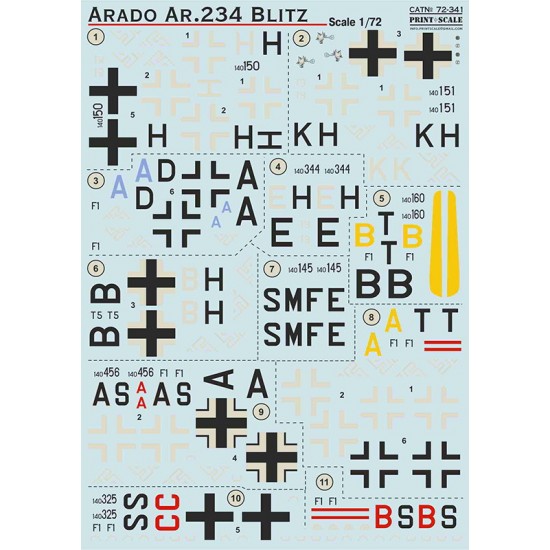 Decals for 1/72 Arado Ar 234 Blitz