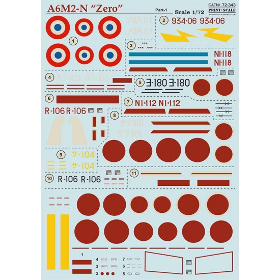 Decals for 1/72 A6M2-N "Zero" Part.1