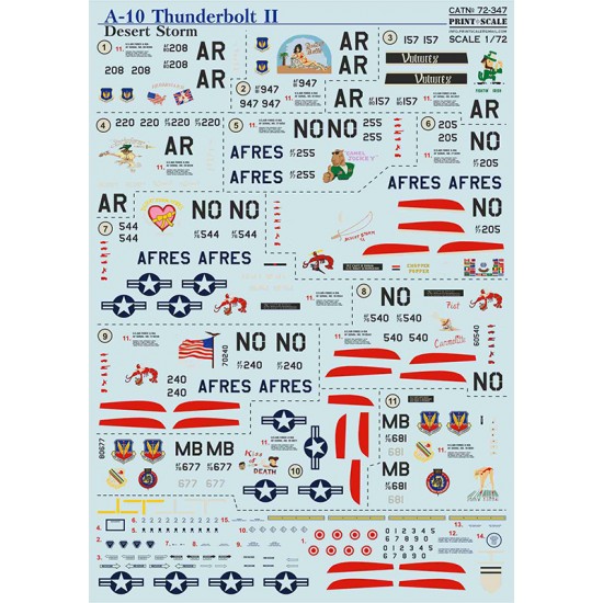 Decals for 1/72 A-10 Thunderbolt II Desert Storm
