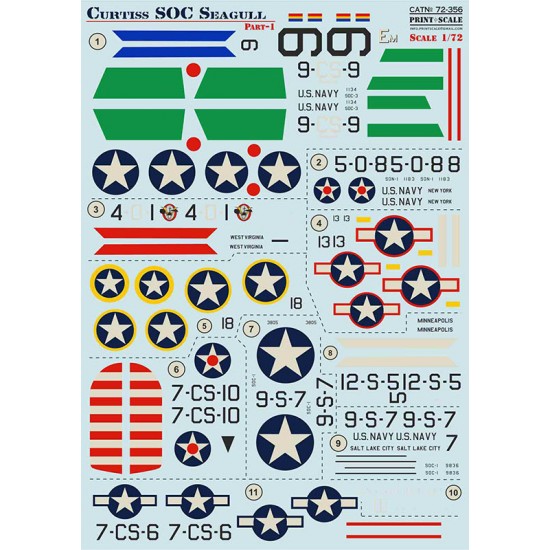 Decals for 1/72 Curtiss SOC Seagull Part.1