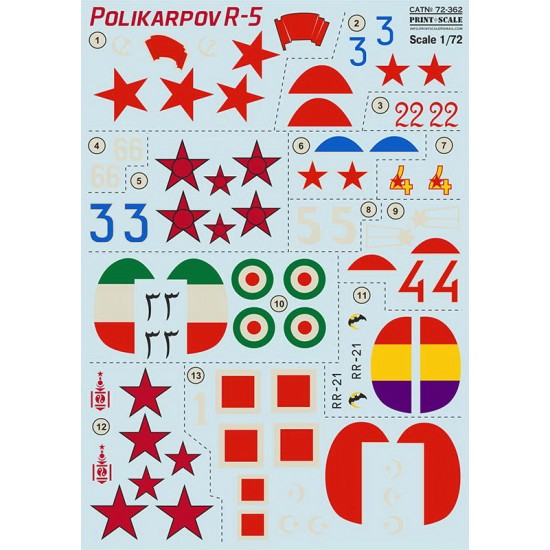 Decals for 1/72 Polikarpov R-5