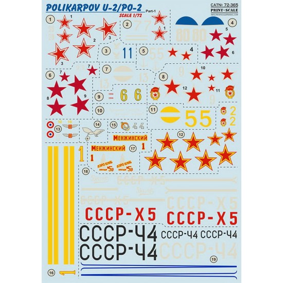 Decals for 1/72 Polikarpov U-2/PO-2 Part. 1