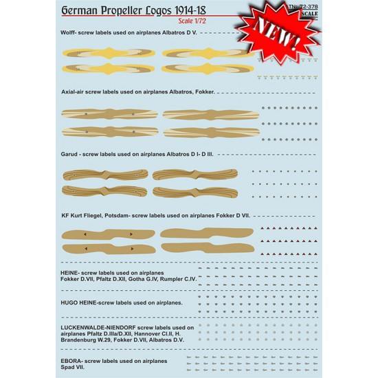 Decals for 1/72 WWI German Propellers Logos