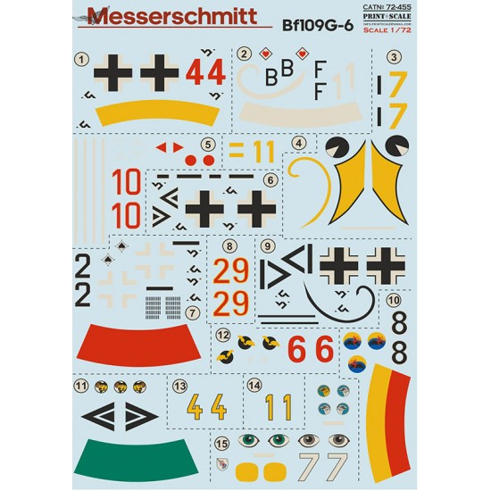 Decals for 1/72 Messerschmitt BF 109 G-6 The complete set 1.5 leaf