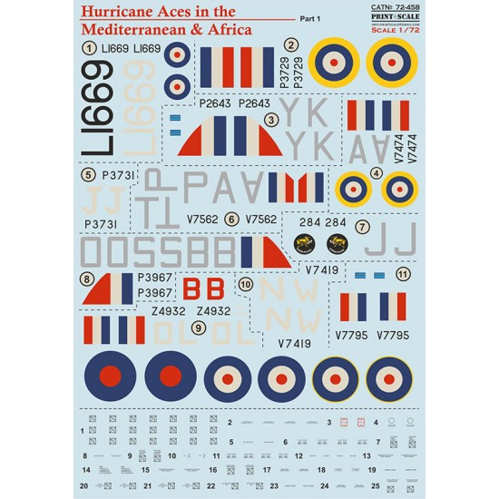 Decals for 1/72 Hurricane Aces in the Mediterranean & Africa Part 1