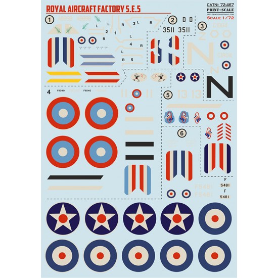 Decals for 1/72 Royal Aircraft Factory S.E.5