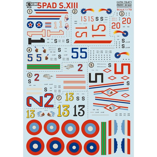 Decals for 1/72 SPAD S.XIII Biplane Fighter