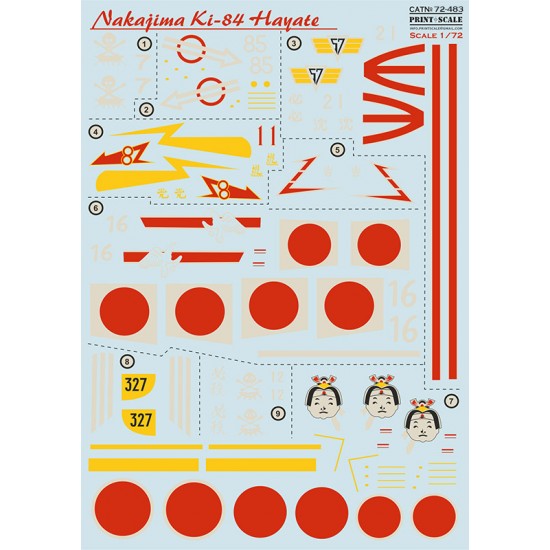 Decal for 1/72 Nakajima Ki-84 Hayate