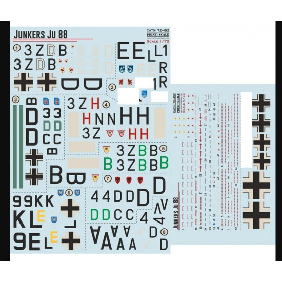 Decal for 1/72 Junkers Ju 88 Bomber