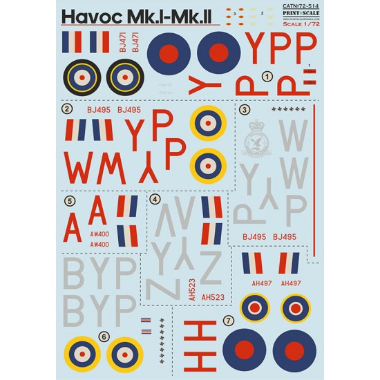 1/72 Boston Hawk A-20 Night. Black Decal