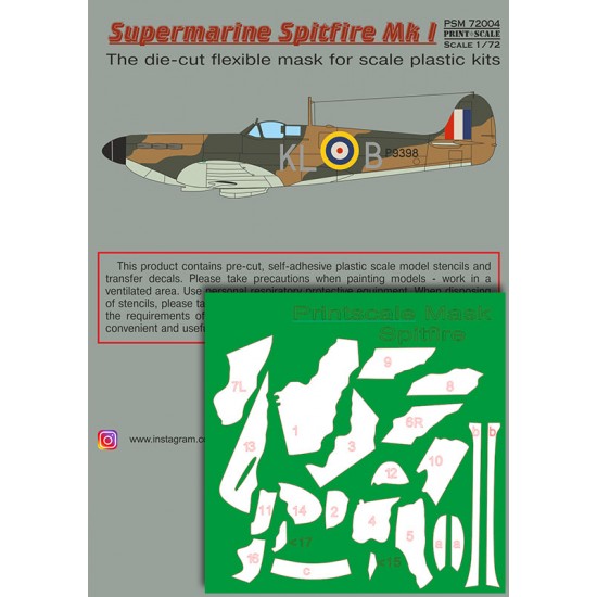 1/72 Supermarin Spitfire Mk.1 Masking & Decals
