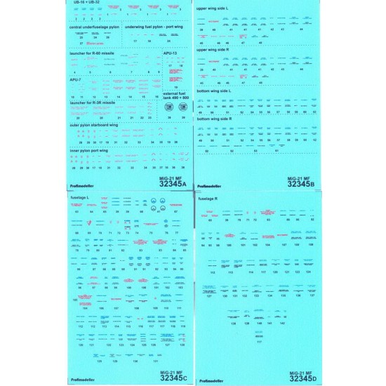 Decal for 1/32 Czech AF Mikoyan-Gurevich MiG21 MF Stencils