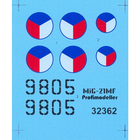 Decal for 1/32 CZAF Mikoyan-Gurevich MiG-21MF