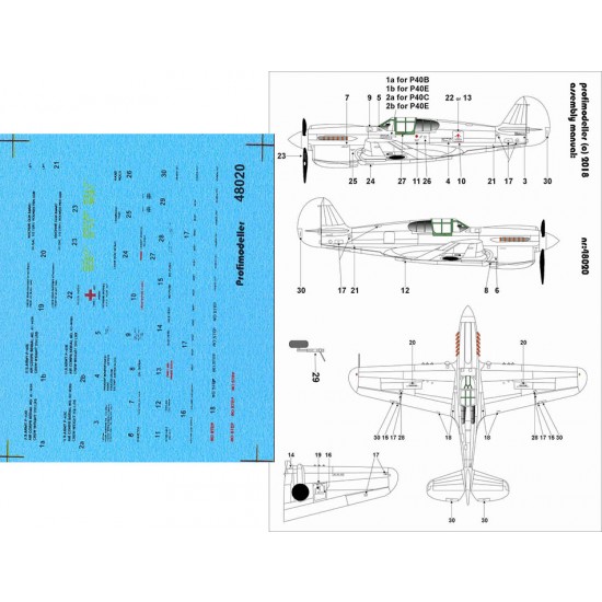 Decal for 1/48 Curtiss P-40 B/E Warhawk Stencils