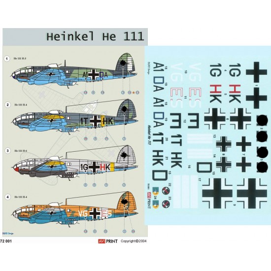 [AVI Print] Decal for 1/72 Heinkel He 111