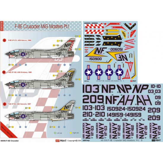 [AVI Print] Decal for 1/72 F-8E Crusaders MiG Masters Pt 1