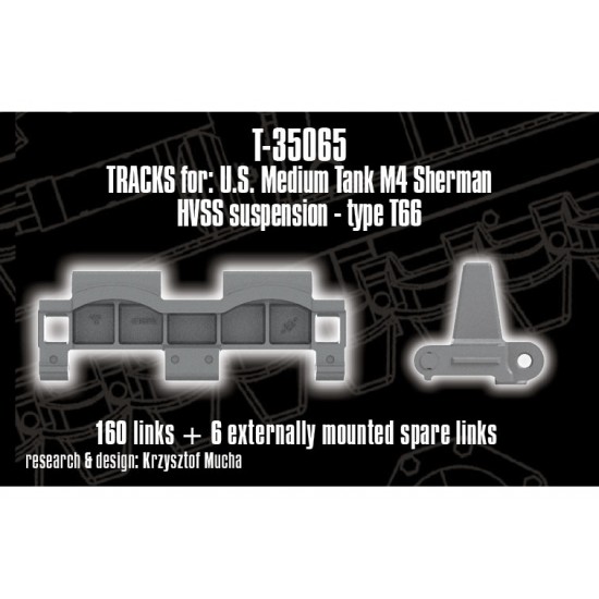 1/35 Tracks for US M4 Sherman, SP Gun M40 (GMC); HVSS suspension Type T66