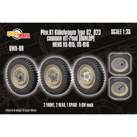 1/35 Pkw.K1 Kubelwagen Type 82, 823 Off-road (continental) Wheels for Meng kit