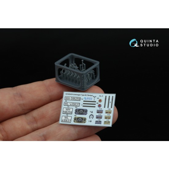 1/48 Kubelwagen Type 82 Interior 3D Decal for Tamiya kits (with 3D-printed resin parts)