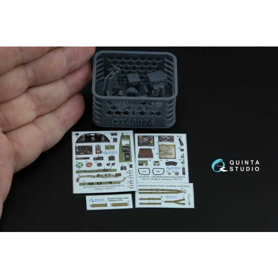 1/48 Bristol Beaufighter Mk.VI Interior 3D Decal for Tamiya (with 3D-printed resin)