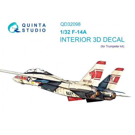 1/32 F-14A Tomcat 3D-Printed & Coloured Interior on Decal Paper for Trumpeter kits