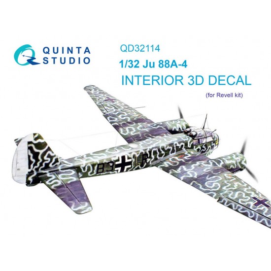 1/32 Ju 88A-4 3D-Printed & Coloured Interior on Decal Paper for Revell kits