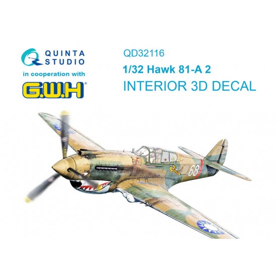 1/32 Hawk 81-A2 3D-Printed & Coloured Interior on Decal Paper for Great Wall Hobby kits