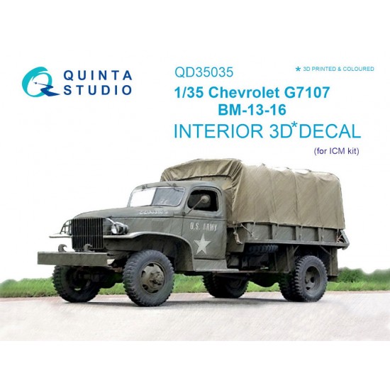 1/35 Chevrolet G7107 3D-Printed & Coloured Interior on Decal Paper for ICM kit