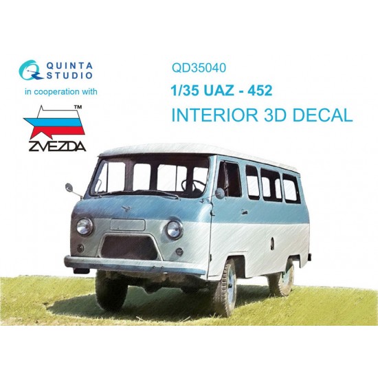 1/35 UAZ-452 3D-Printed & Coloured Interior on Decal Paper for Zvezda kits