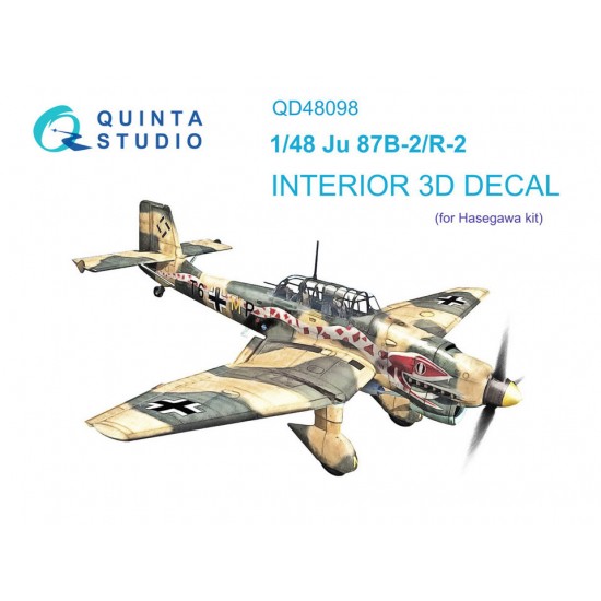 1/48 Ju 87B-2/R-2 3D-Printed & Coloured Interior on Decal Paper for Hasegawa kits
