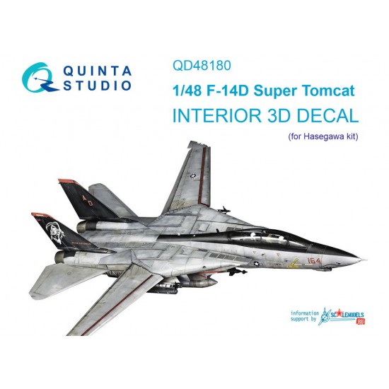 1/48 F-14D 3D-Printed & Coloured Interior on Decal Paper for Hasegawa kits