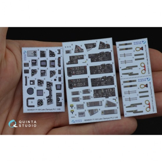 1/48 F-14A Late 3D-Printed & Coloured Interior on Decal Paper for Tamiya kits
