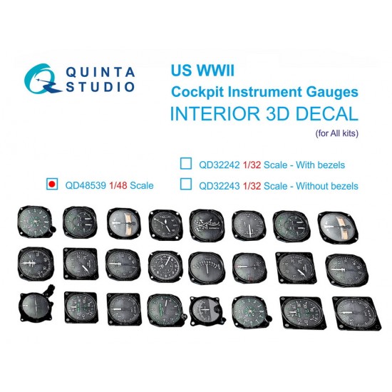 1/48 WWII US Cockpit Instrument Gauges Interior 3D Decal