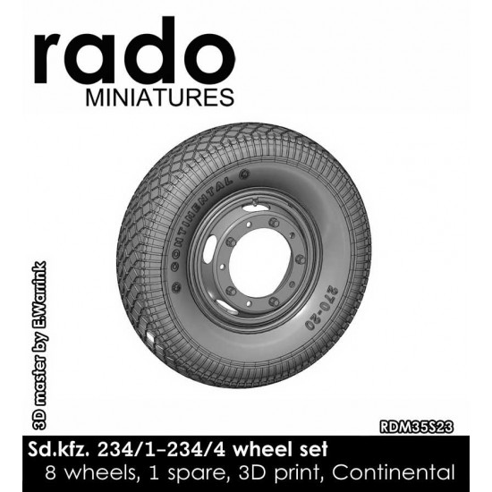 1/35 SdKfz.234 Wheel set, Continental Thread (8 wheels, 1 spare, 3D Print)