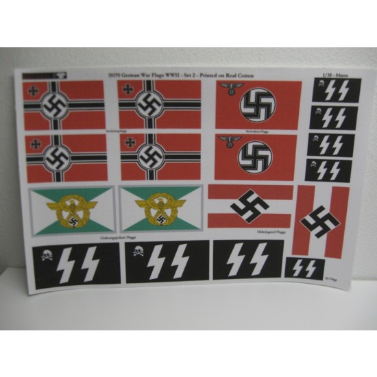 1/35 WWII German War Flags Set 2 (18pcs, Printed on real cotton sheet)