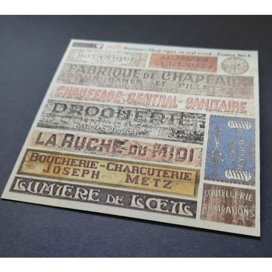 1/48 - 1/35 Shop / Business Signs On Real Wood - France Set #4