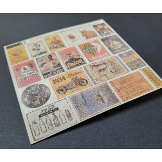 1/48 - 1/35 Commercial Signs On Real Wood - France Set #1