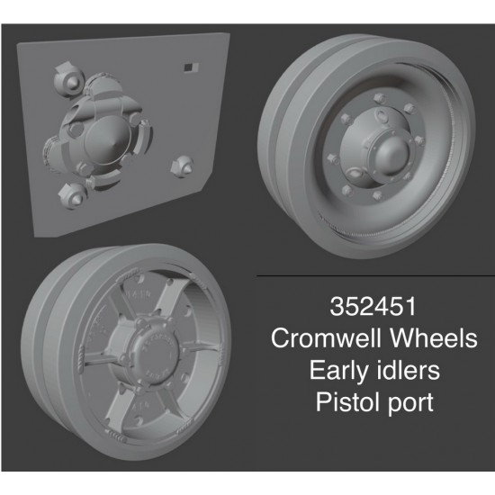 1/35 Cromwell Tank Wheels Early Idler & Pistol Port (ribed idler wheel)