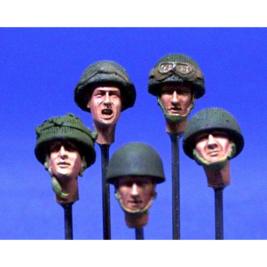 1/35 Airborne Heads No.1 (5 different heads with 4 Helmets & 1 Beret)