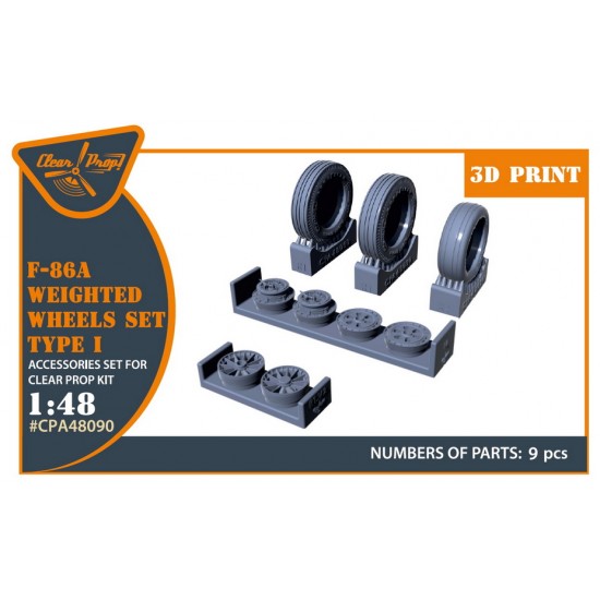 1/48 F-86A Weighted Wheels set Type 1 for Clear Prop kits