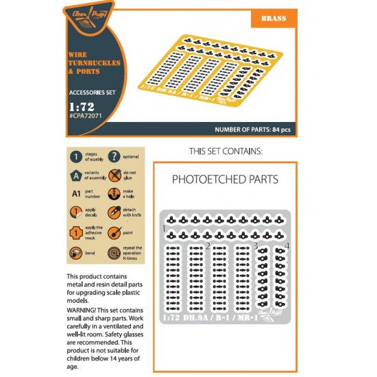 1/72 DH.9a/R-1/MR-1 Wire Turnbuckles and Ports for ClearProp kits