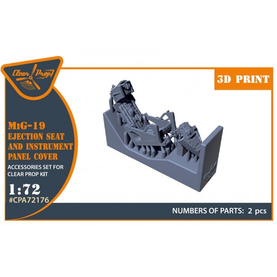 1/72 MiG-19 Ejection Seat and Instrument Panel Cover  for Clear Prop kits