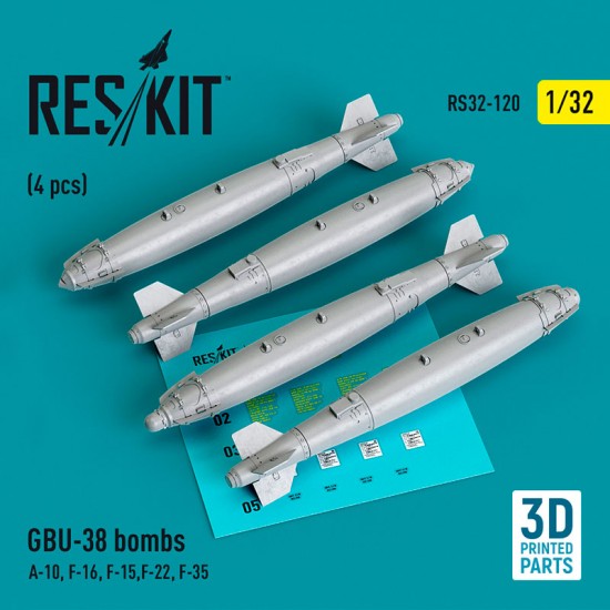 1/32 GBU 38 Bomb (4pcs) for Trumpeter/Revell/Tamiya/Hasegawa/AFV Club kits