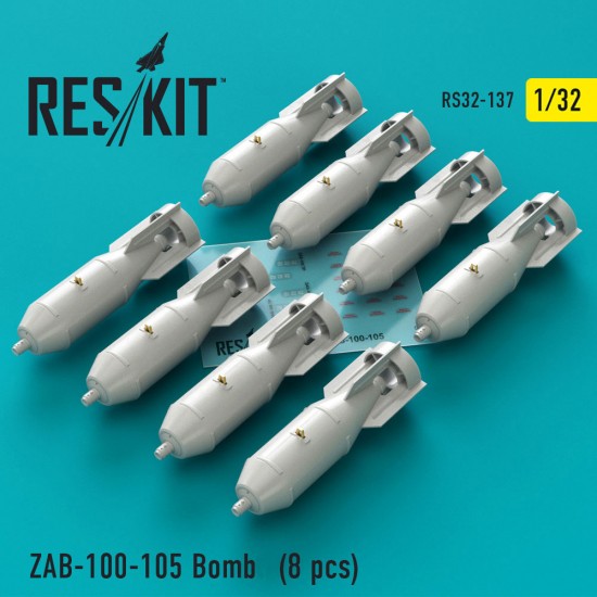 1/32 Su-25/MiG-21/MiG-27 ZAB-100-105 Bombs (8pcs) for Trumpeter kits