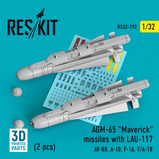 1/32 AGM-65 Maverick Missile w/LAU-117 (2pcs) for Revell/Academy/Hasegawa kits