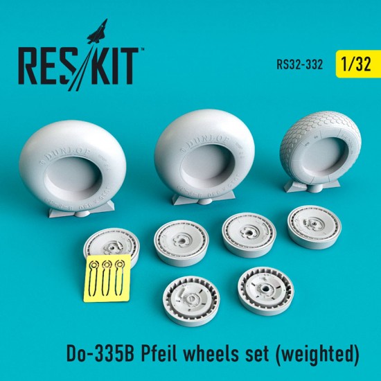 1/32 Do-335B Pfeil Wheels set (weighted) for Cyber Hobby/HK Models/Zoukei-Mura kits
