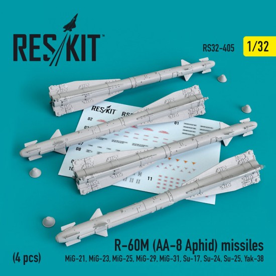1/32 R-60M (AA-8 Aphid) Missiles (4pcs) for MiG-21/23/25/29/31, Su-17/24/25, Yak-38