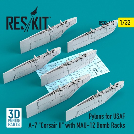1/32 Pylons for USAF A-7 "Corsair II" with MAU-12 Bomb Racks (3D Printing)