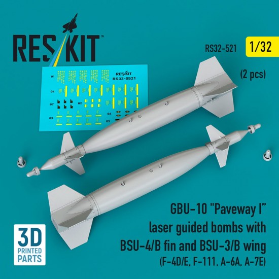 1/32 F-4D/E GBU-10 Paveway I Laser Guided Bombs w/BSU-4/B Fin and BSU-3/B Wing (2pcs)