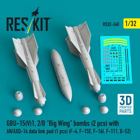 1/32 F-4/F-15E/B-52 GBU-15(V)1/2/B Big Wing Bombs (2pcs) w/AN/AXQ-14 Data Link Pod
